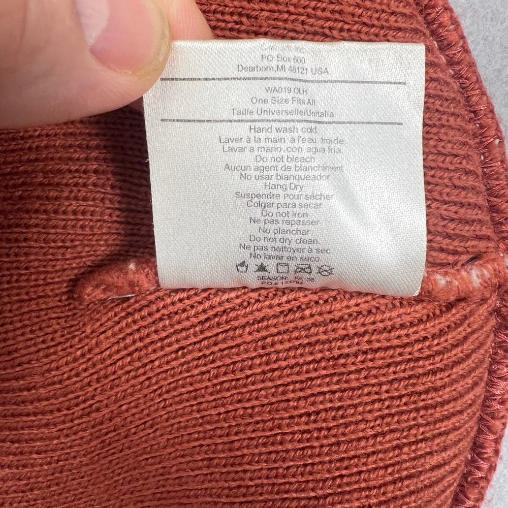 Carhartt Beanie Hat AOP Cream Orange Logo Knit Winter Streetwear RARE Collectors - Picture 12 of 12